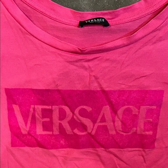 Authentic Versace Hot Pink Logo Short Sleeve Tee - Picture 2 of 4